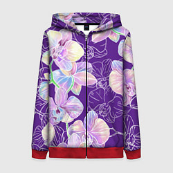 Женская толстовка на молнии Японские акварельные орхидеи