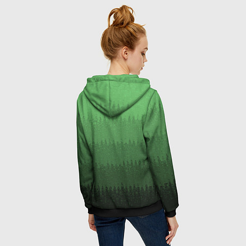Женская толстовка на молнии Зеленый градиент текстурные полосы / 3D-Черный – фото 4