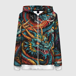 Женская толстовка на молнии Татуировка дракона ирезуми
