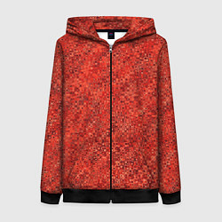 Женская толстовка на молнии Морковный красный текстурированный узоры