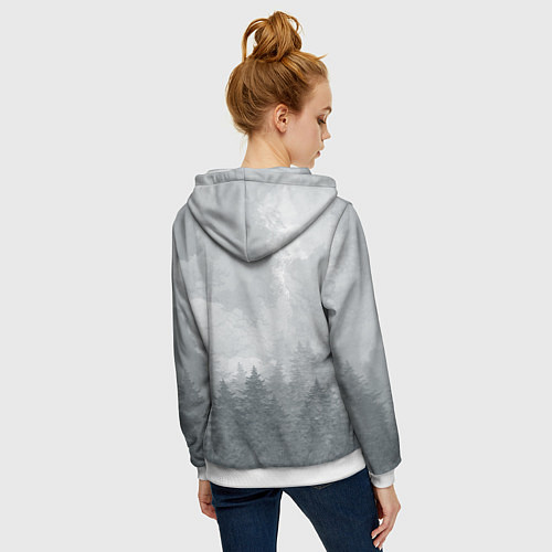Женская толстовка на молнии Лес мой храм - медведь русич / 3D-Белый – фото 4