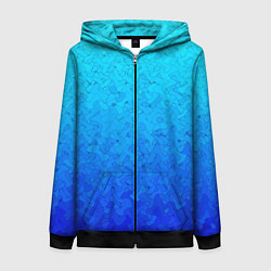 Толстовка на молнии женская Голубой в синеву с узором, цвет: 3D-черный