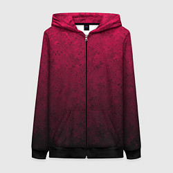 Толстовка на молнии женская Текстурный тёмно-розовый градиент, цвет: 3D-черный