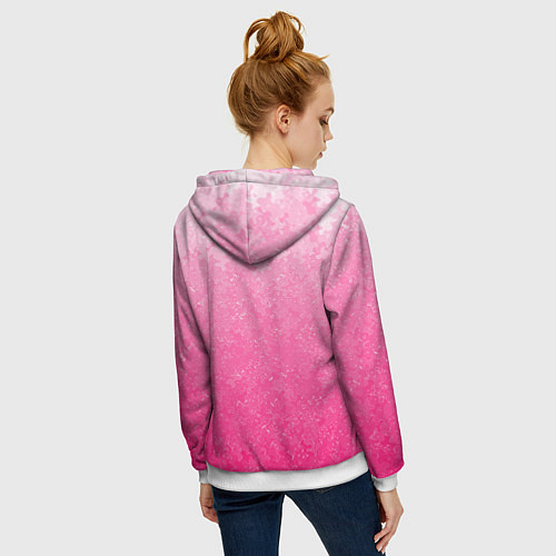 Женская толстовка на молнии Розовый градиент с узором / 3D-Белый – фото 4