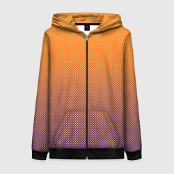 Женская толстовка на молнии Градиент оранжевый в фиолетовый мелкий ромбик