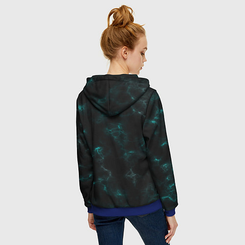 Женская толстовка на молнии Color black turquoise / 3D-Синий – фото 4