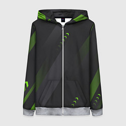 Толстовка на молнии женская Color black green, цвет: 3D-меланж