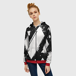 Толстовка на молнии женская Color black white, цвет: 3D-красный — фото 2