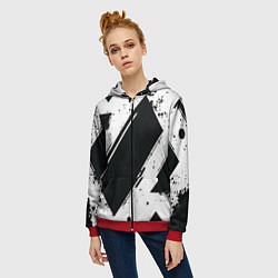 Толстовка на молнии женская Color black white, цвет: 3D-красный — фото 2