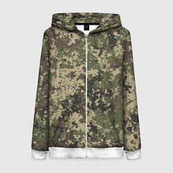 Толстовка на молнии женская Камуфляж защитный пиксельный, цвет: 3D-белый