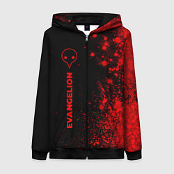 Толстовка на молнии женская Evangelion - red gradient по-вертикали, цвет: 3D-черный