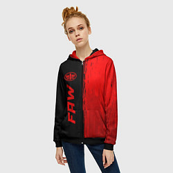 Толстовка на молнии женская FAW - red gradient по-вертикали, цвет: 3D-черный — фото 2