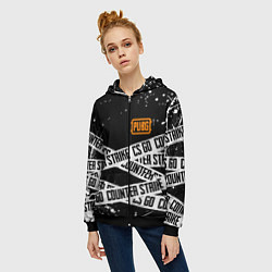 Толстовка на молнии женская CS x pubg, цвет: 3D-черный — фото 2