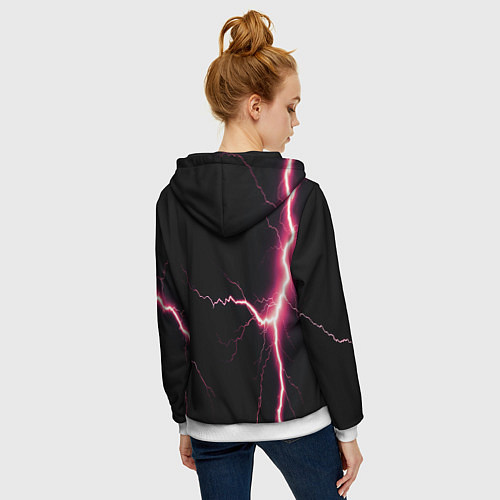 Женская толстовка на молнии Lightning pink / 3D-Белый – фото 4