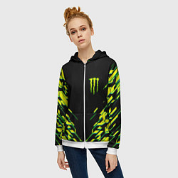 Толстовка на молнии женская Monster energy кислотная геометрия, цвет: 3D-белый — фото 2