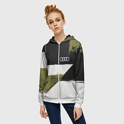 Толстовка на молнии женская Ауди логотип, цвет: 3D-белый — фото 2
