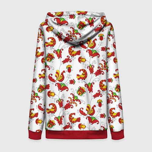 Женская толстовка на молнии Русский народный орнамент в стиле росписей Северно / 3D-Красный – фото 2