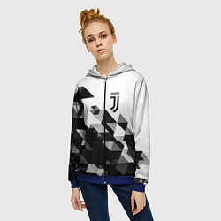 Толстовка на молнии женская Juventus geometry black, цвет: 3D-синий — фото 2