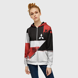 Толстовка на молнии женская Митсубиси логотип, цвет: 3D-белый — фото 2