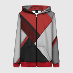 Толстовка на молнии женская Color black red grey, цвет: 3D-красный