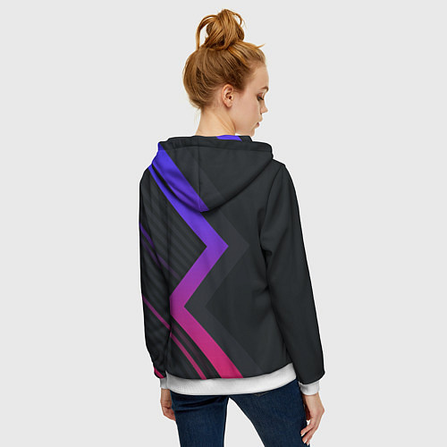 Женская толстовка на молнии Color black line / 3D-Белый – фото 4