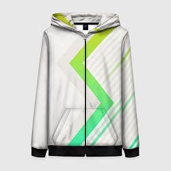 Женская толстовка на молнии Color white line green