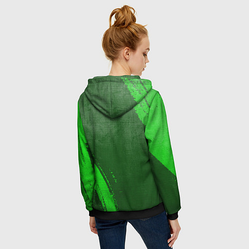 Женская толстовка на молнии Nine Inch Nails - green gradient вертикально / 3D-Черный – фото 4