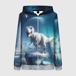 Толстовка на молнии женская Снежный динозавр - история вымирания, цвет: 3D-меланж