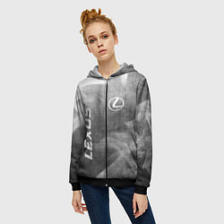 Толстовка на молнии женская Lexus - grey gradient вертикально, цвет: 3D-черный — фото 2