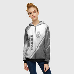 Толстовка на молнии женская Real Madrid - white gradient вертикально, цвет: 3D-черный — фото 2