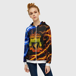 Толстовка на молнии женская Liverpool storm, цвет: 3D-белый — фото 2