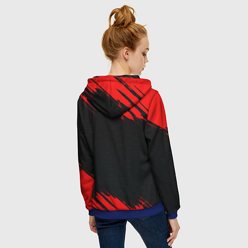 Женская толстовка на молнии Ajax красные краски / 3D-Синий – фото 4