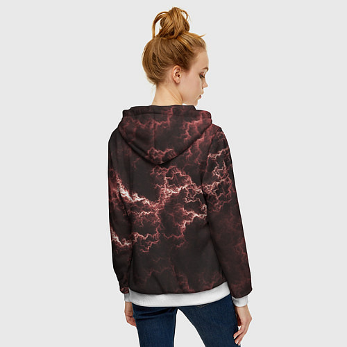Женская толстовка на молнии Lightning red / 3D-Белый – фото 4