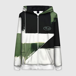 Толстовка на молнии женская Subaru эмблема, цвет: 3D-белый