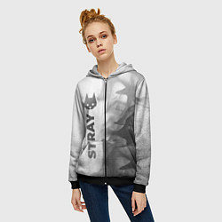 Толстовка на молнии женская Stray - white gradient по-вертикали, цвет: 3D-черный — фото 2