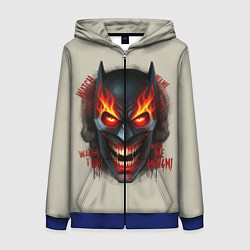 Толстовка на молнии женская Огенный Бэтмент, цвет: 3D-синий