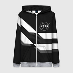 Толстовка на молнии женская Nasa геометрия полосы, цвет: 3D-меланж