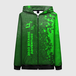 Толстовка на молнии женская JoJo Bizarre Adventure - green gradient по-вертика, цвет: 3D-черный