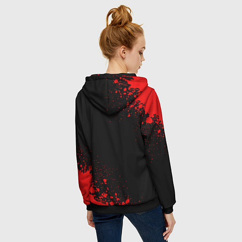 Женская толстовка на молнии Borussia - red gradient вертикально / 3D-Черный – фото 4