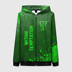 Толстовка на молнии женская Within Temptation - green gradient вертикально, цвет: 3D-черный