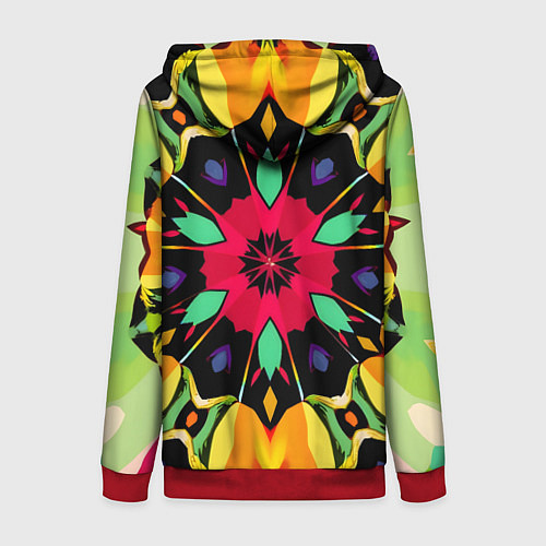 Женская толстовка на молнии Салатовый калейдоскоп / 3D-Красный – фото 2