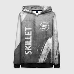 Толстовка на молнии женская Skillet - grey gradient вертикально, цвет: 3D-черный