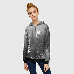 Толстовка на молнии женская Totoro - grey gradient вертикально, цвет: 3D-черный — фото 2