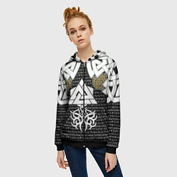 Толстовка на молнии женская Узор рун и символов, цвет: 3D-черный — фото 2