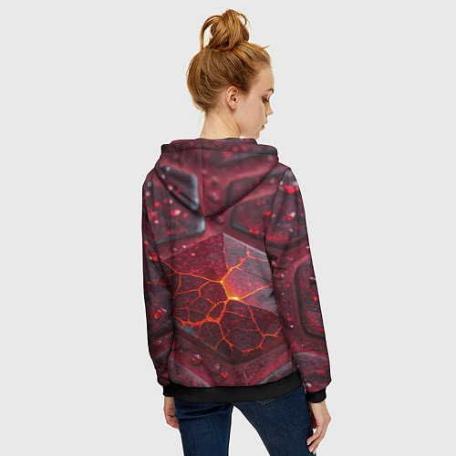 Женская толстовка на молнии Горящие рубины / 3D-Черный – фото 4