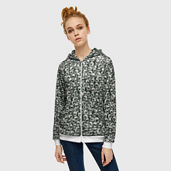 Толстовка на молнии женская Черепки паттерн, цвет: 3D-белый — фото 2