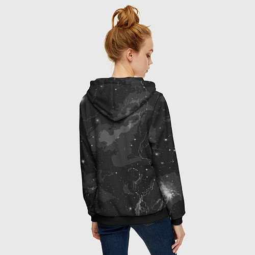 Женская толстовка на молнии Угольный серый простой абстрактный / 3D-Черный – фото 4