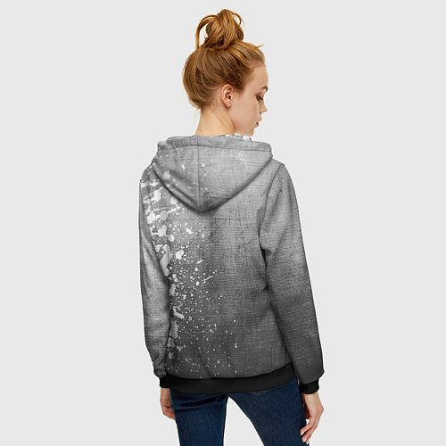 Женская толстовка на молнии Borussia - grey gradient по-вертикали / 3D-Черный – фото 4