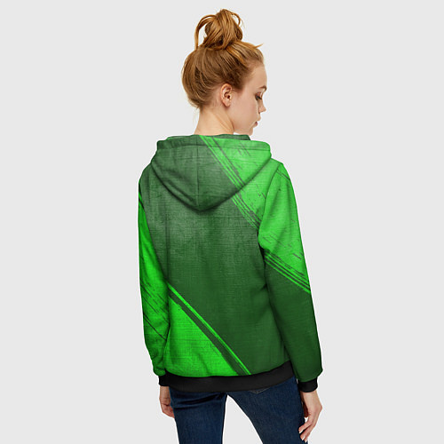 Женская толстовка на молнии Borussia - green gradient вертикально / 3D-Черный – фото 4