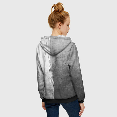 Женская толстовка на молнии Garbage - grey gradient по-вертикали / 3D-Черный – фото 4